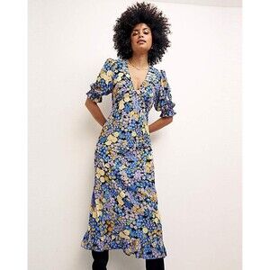 Nobody's Child Delilah Floral Midi Dress Cottagecore Woman Size 4